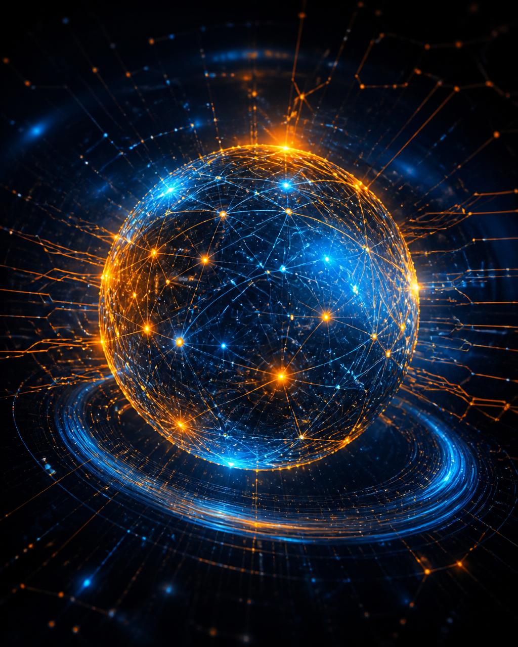AI Summit 2026 — abstract neural network artwork in gold and electric blue