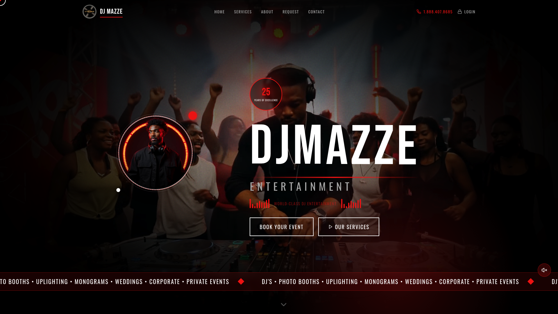 DJ Demo Site website homepage mockup