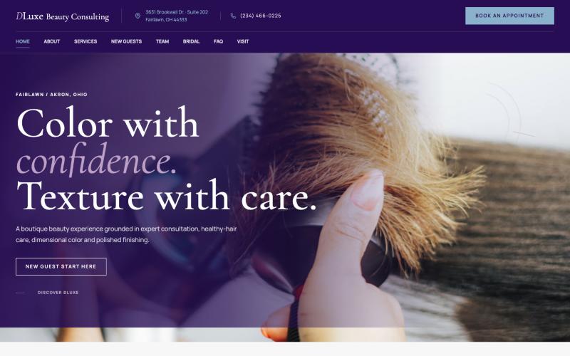DLuxe Beauty homepage: Color with confidence. Texture with care.