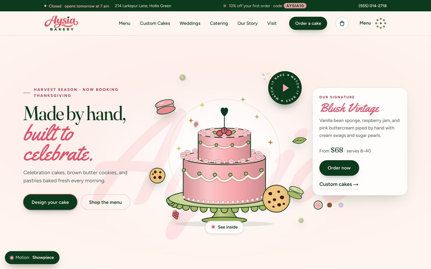 Aysia Bakery homepage: Made by hand, built to celebrate