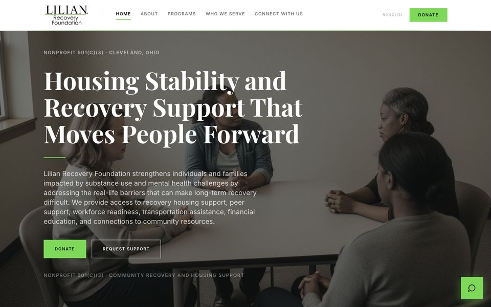 Lilian Recovery Foundation homepage: Housing stability and recovery support