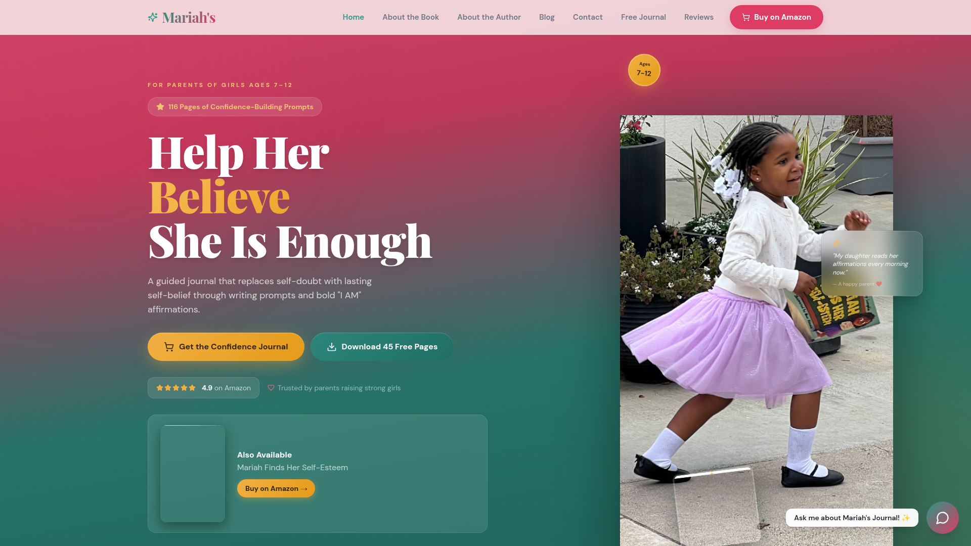 Mariah Finds website homepage mockup