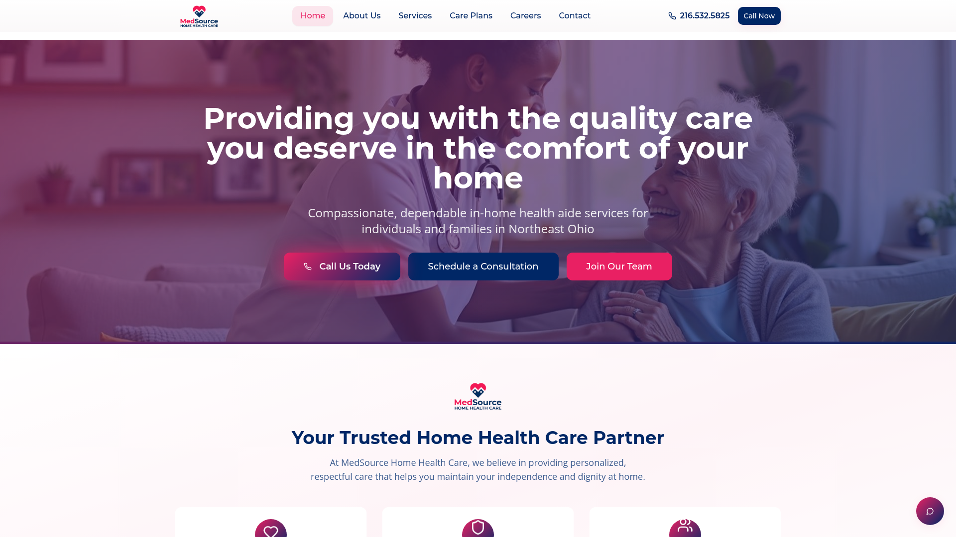 MedSource Ohio website homepage mockup