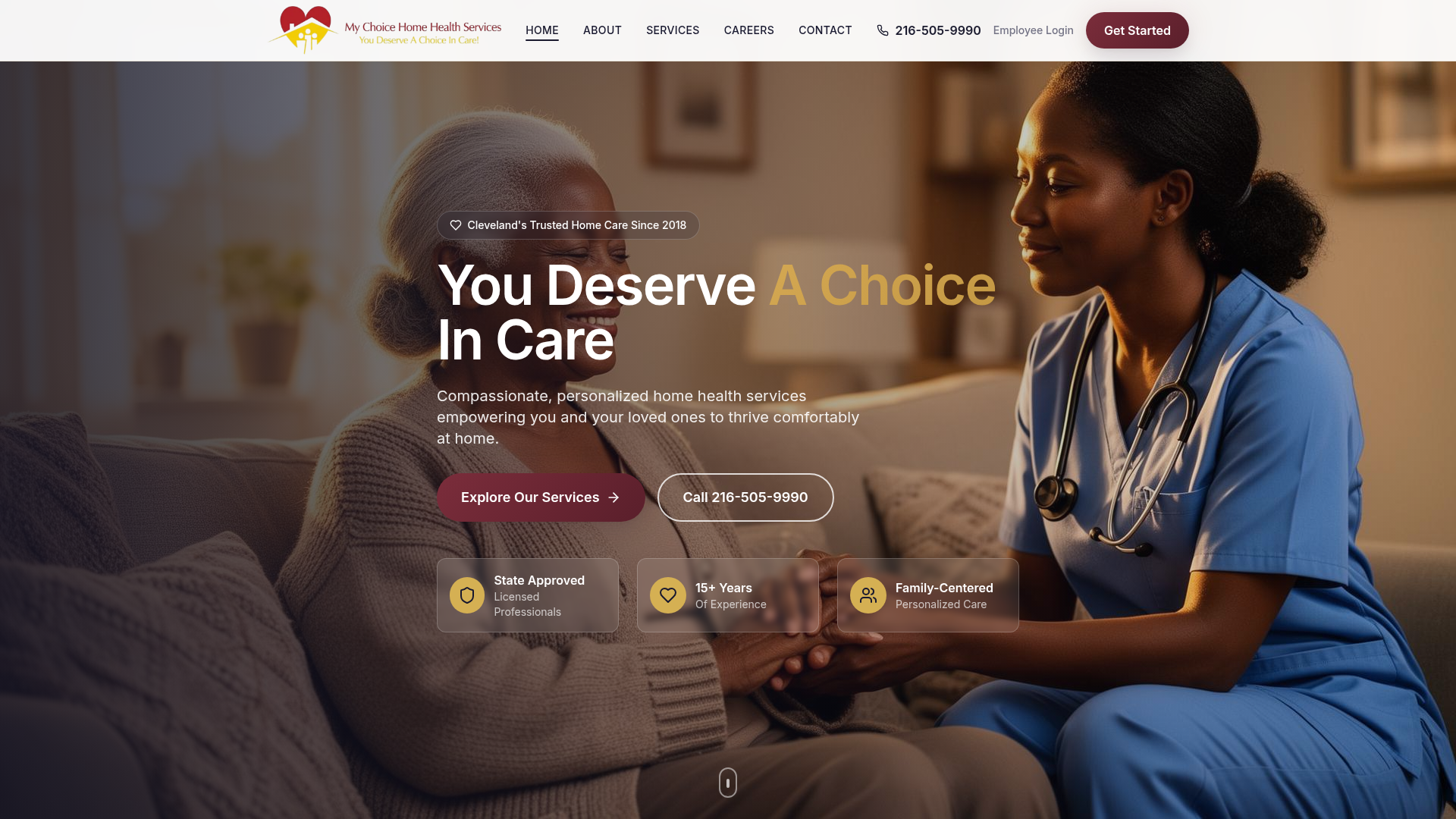MyChoice HHS website homepage mockup