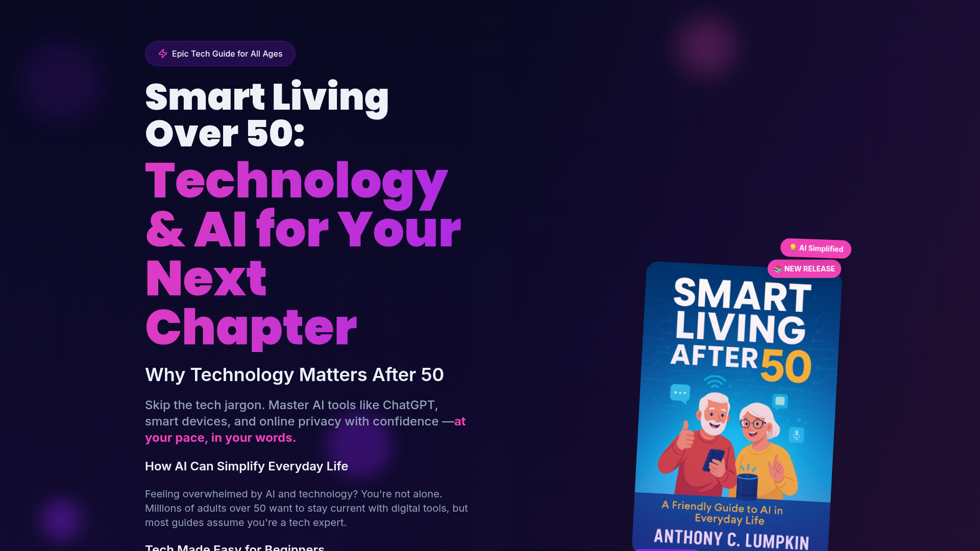Smart Living Over 50 website homepage mockup