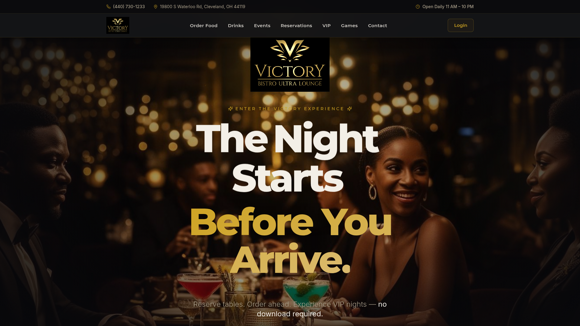 Victory Bistro website homepage mockup